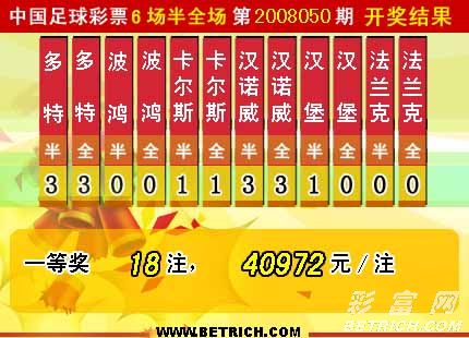 六场半全场开奖结果与奖金揭秘