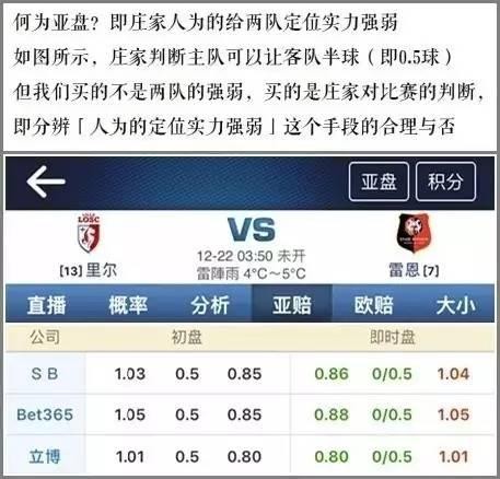 足彩亚洲盘口数据解析